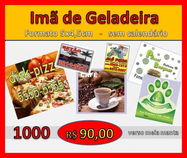 1000 Imãs de Geladeira 5x4,5cm sem calendário