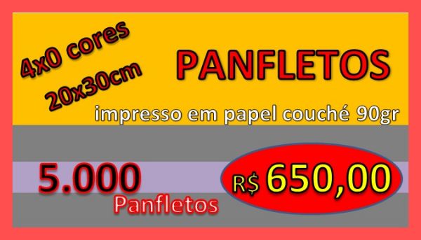 5.000 PANFLETOS 4x0 cores 20x30cm