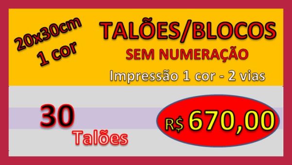 30 TALÕES/BLOCOS s/numeros 20x30cm