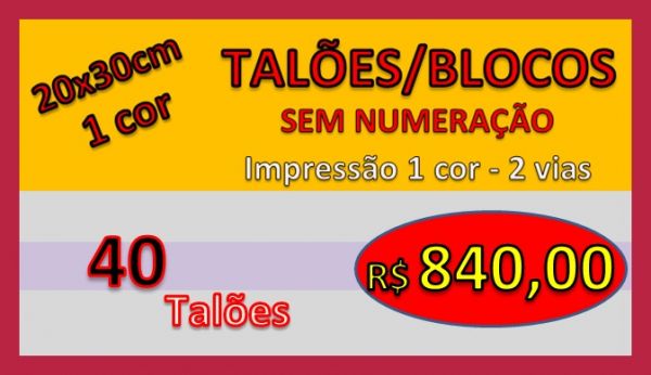 40 TALÕES/BLOCOS s/numeros 20x30cm