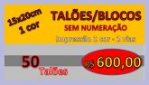 50 TALÕES/BLOCOS s/numeros 15x20cm
