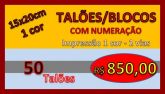 50 TALÕES/BLOCOS numerados 15x20 cm