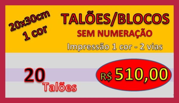 20 TALÕES/BLOCOS s/numeros 20x30cm