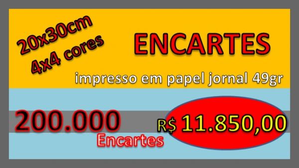 ENCARTES 200.000 4x4 papel jornal 49gr 20X30cm