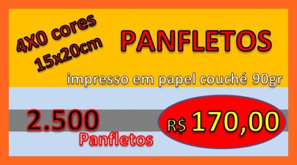 2.500 PANFLETOS 4x0 cores 15x20cm