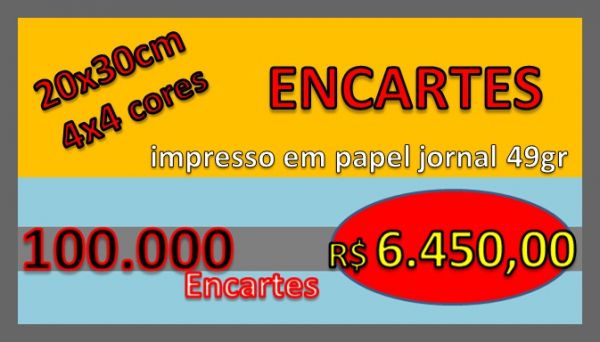 ENCARTES 100.000    4x4 papel jornal 49gr 20X30cm